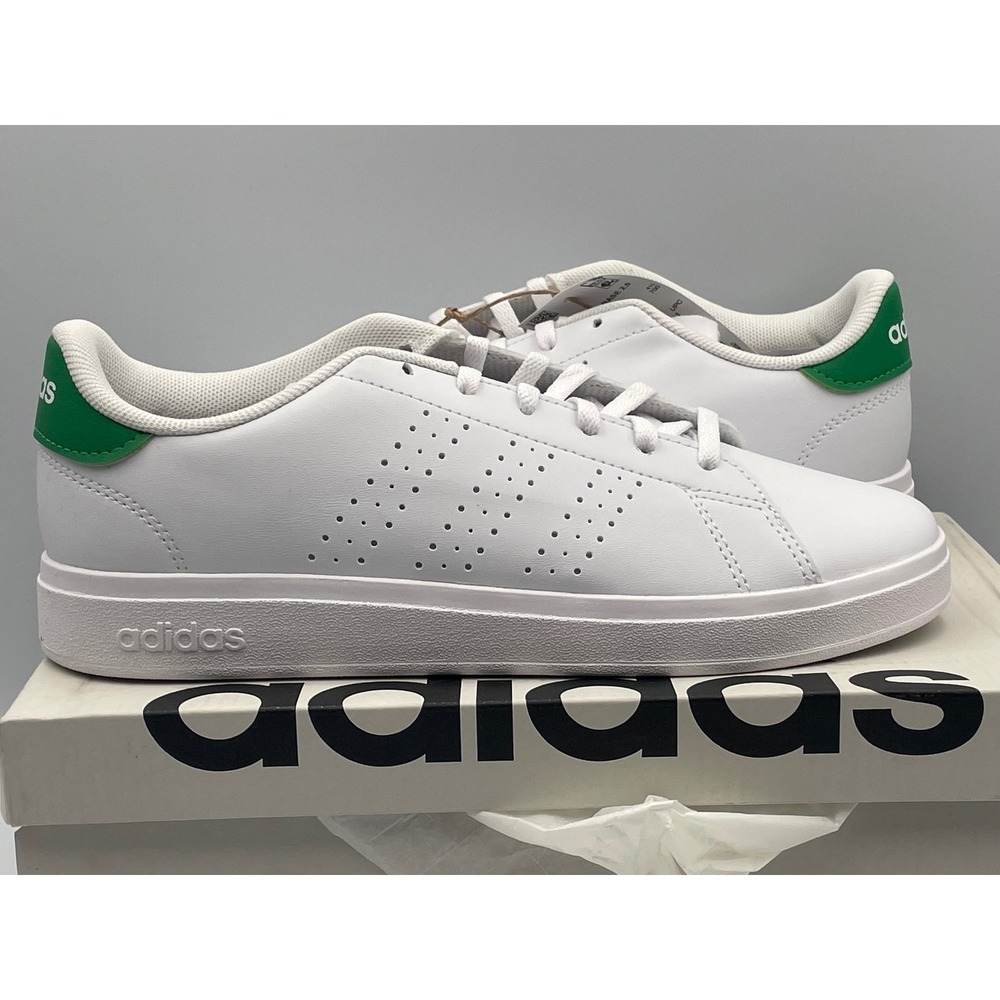 Adidas Advantage Base 2.0 Mens White Green Tennis Sneakers ID3889 Size 5 NEW